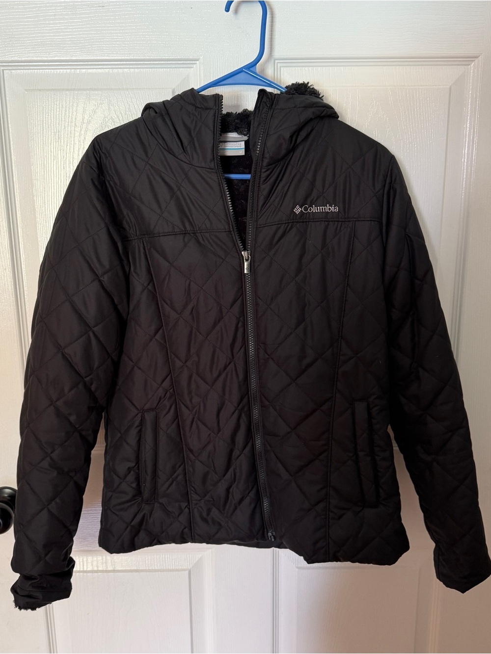 Columbia Black Quilted Hooded Jacket